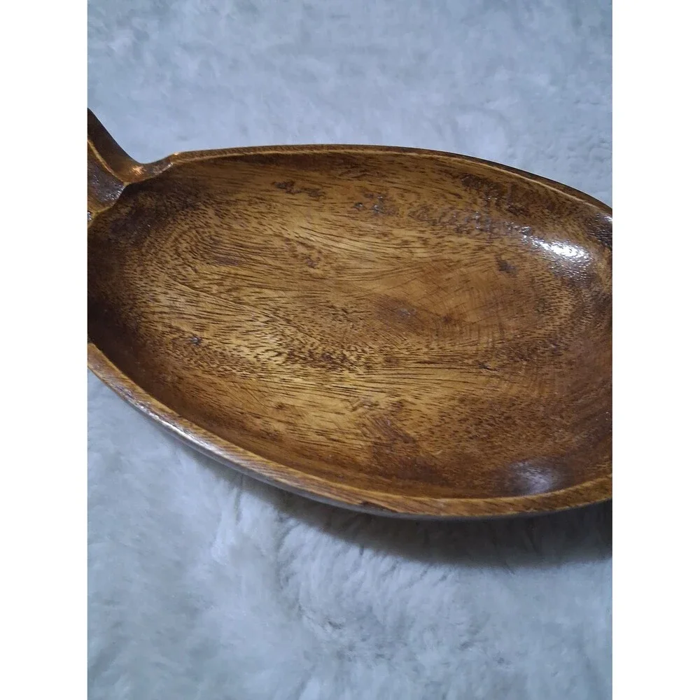 Vintage 60's Monkey Pod Wooden Fruit & Bowl Phillipines handcrafted 8 piece set